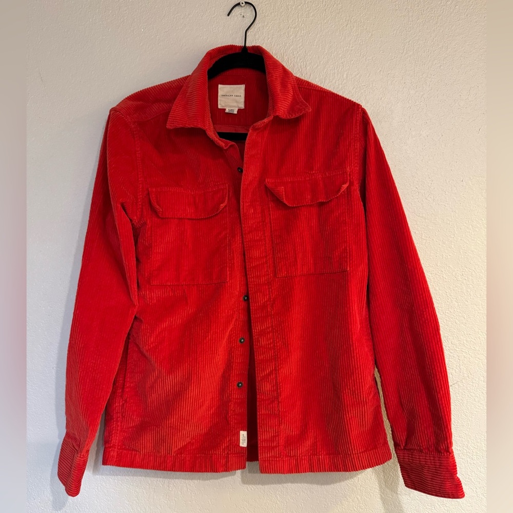 American Eagle Corduroy Shacket Mens XS burnt orange